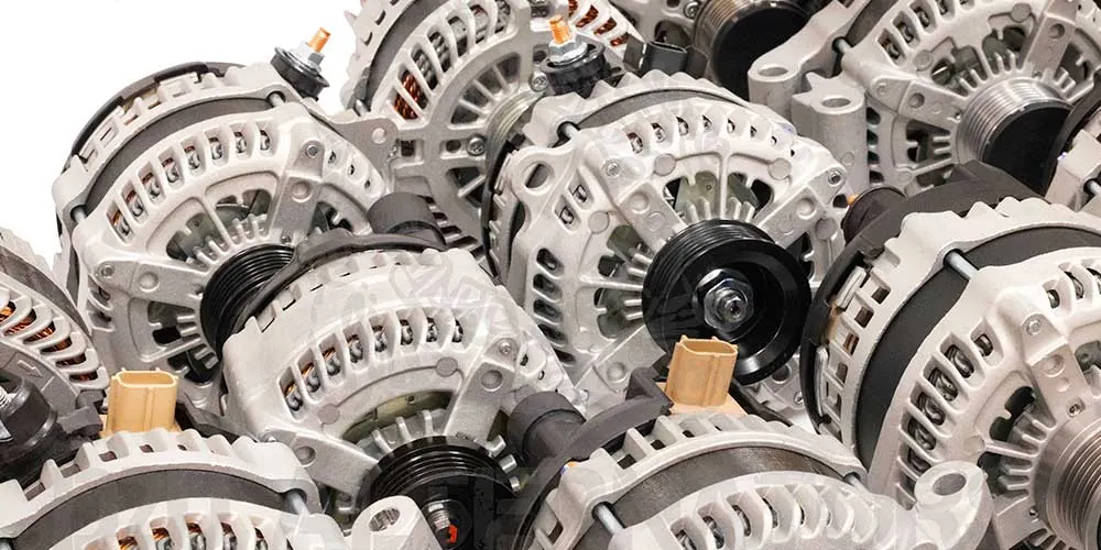 Close-up of alternator windings